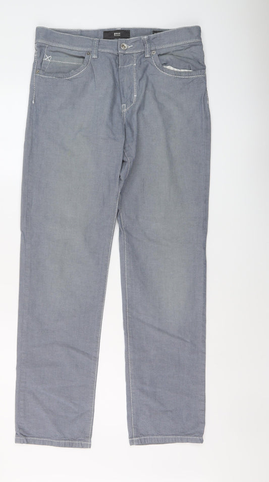 BRAX Mens Blue Cotton Straight Jeans Size 32 in L31 in Regular Button