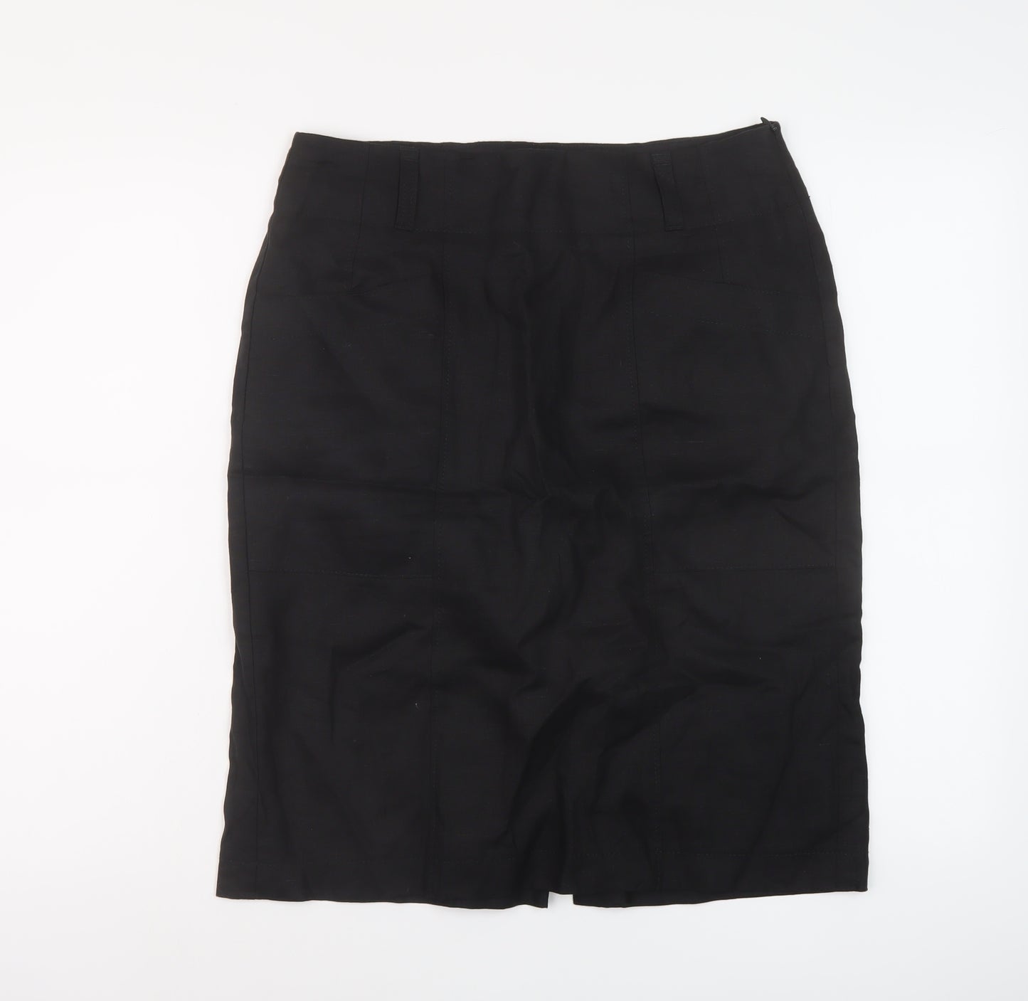 Marks and Spencer Womens Black Linen A-Line Skirt Size 12 Zip