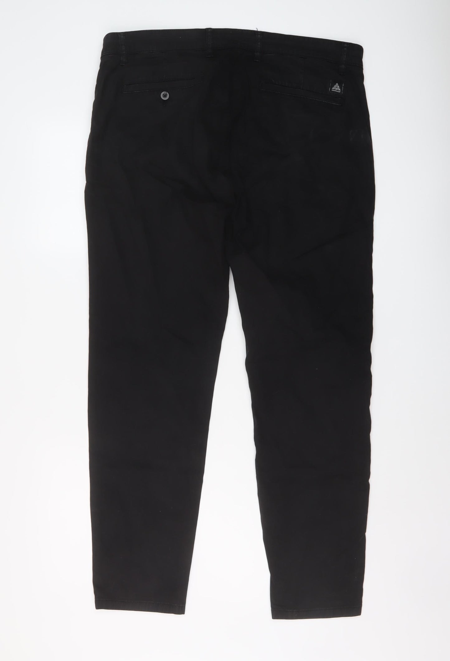 Zara Mens Black Cotton Trousers Size 36 in L29 in Regular Button