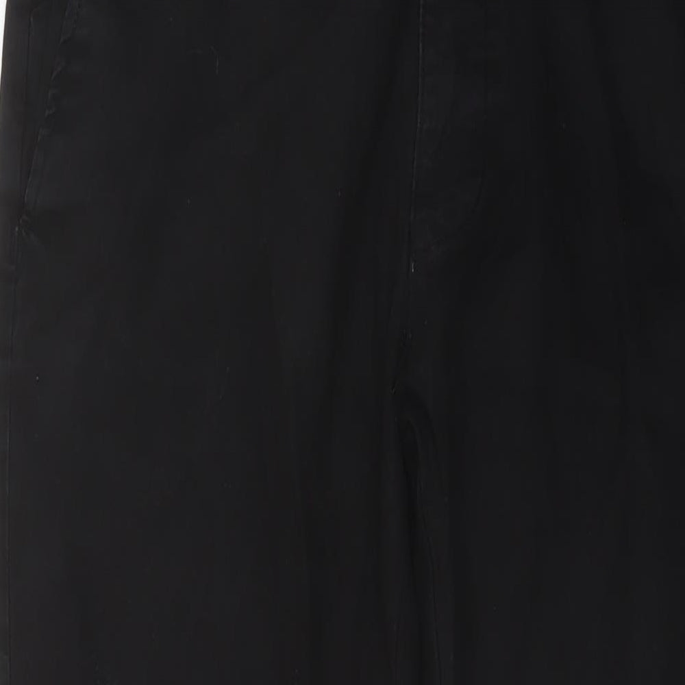 Zara Mens Black Cotton Trousers Size 36 in L29 in Regular Button