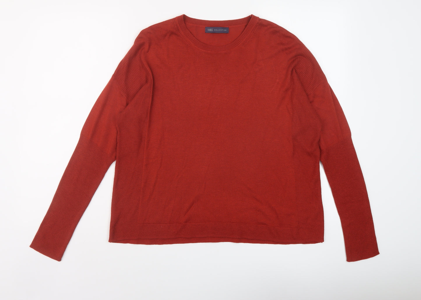 Marks and Spencer Womens Red Round Neck Acrylic Pullover Jumper Size 16