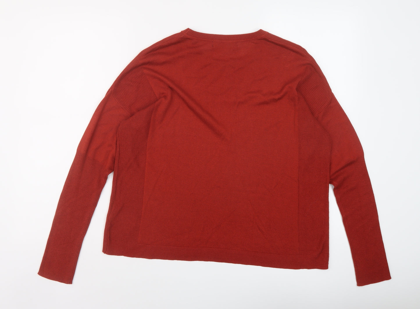 Marks and Spencer Womens Red Round Neck Acrylic Pullover Jumper Size 16