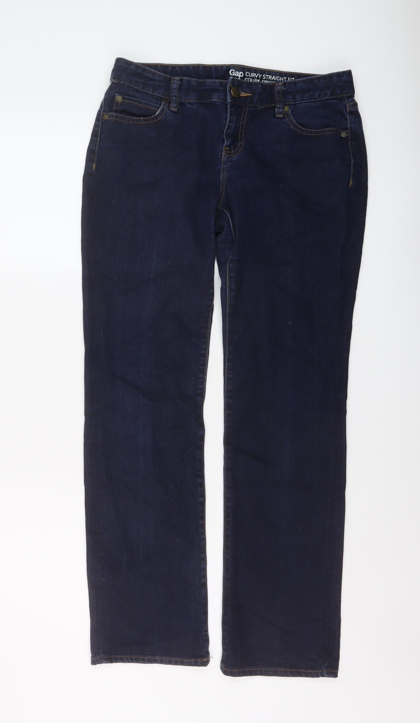 Gap Womens Blue Cotton Straight Jeans Size 8 L29 in Regular Button