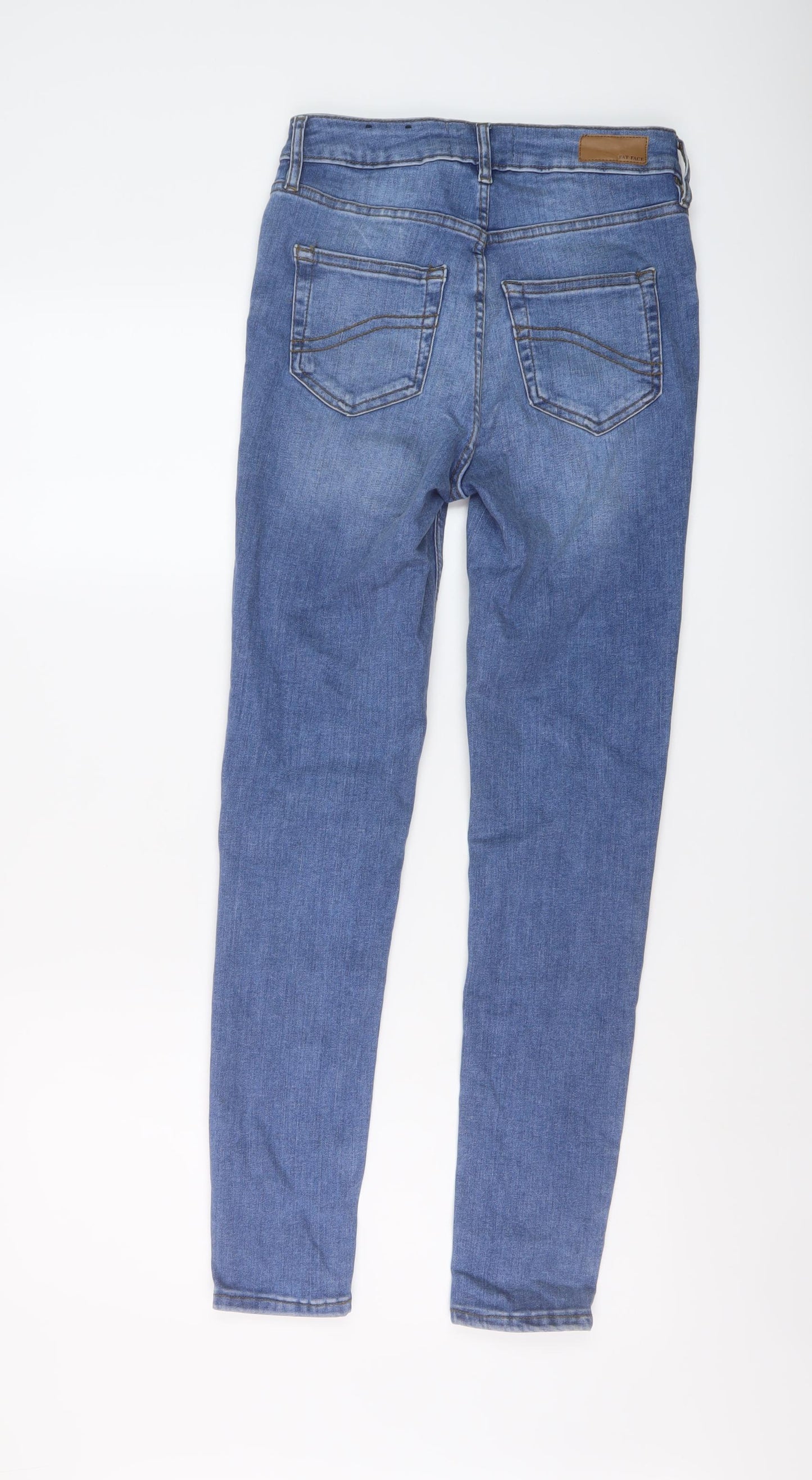 Fat Face Womens Blue Cotton Skinny Jeans Size 8 L28 in Regular Button