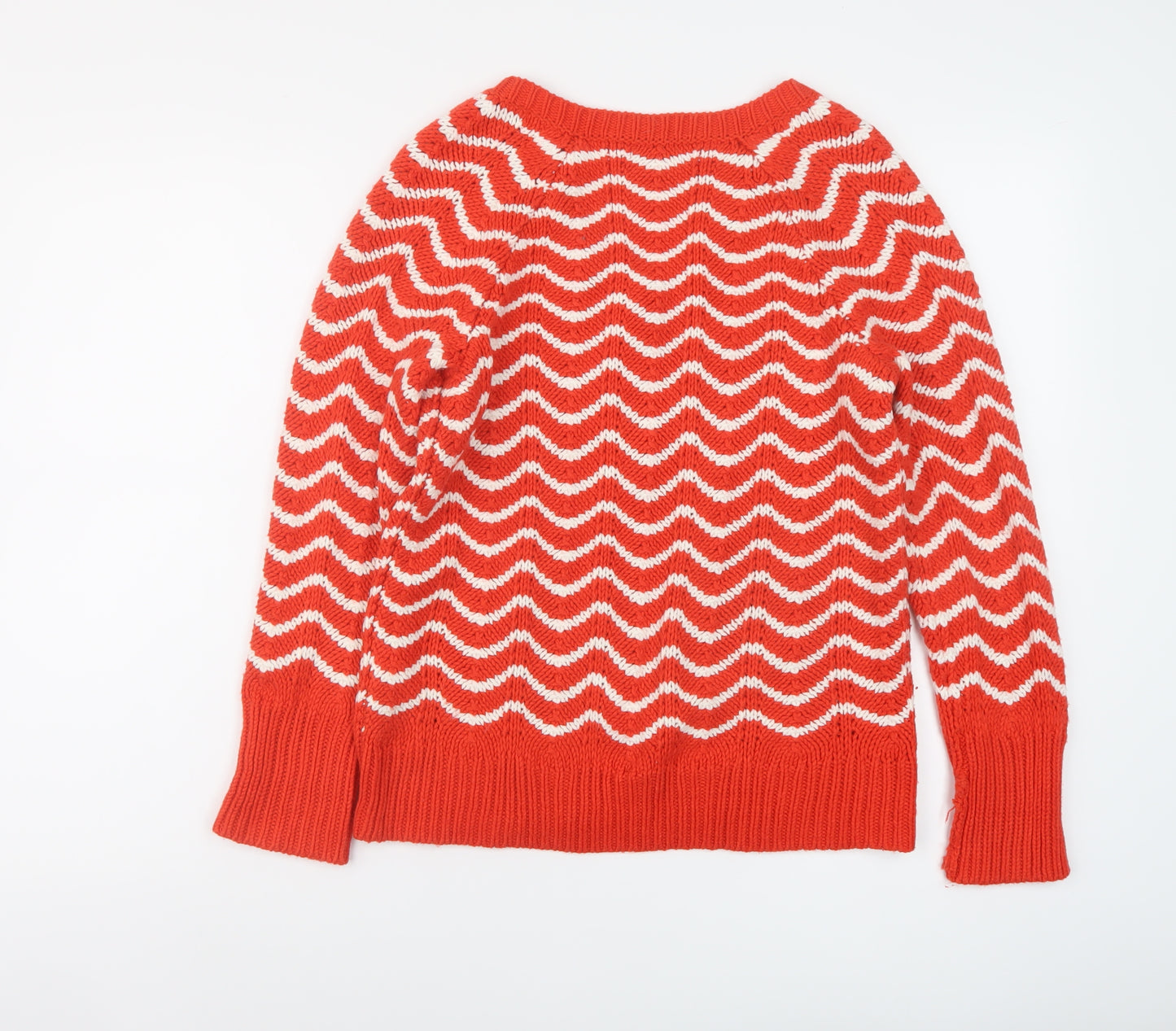 Gap Womens Red V-Neck Geometric Acrylic Pullover Jumper Size S