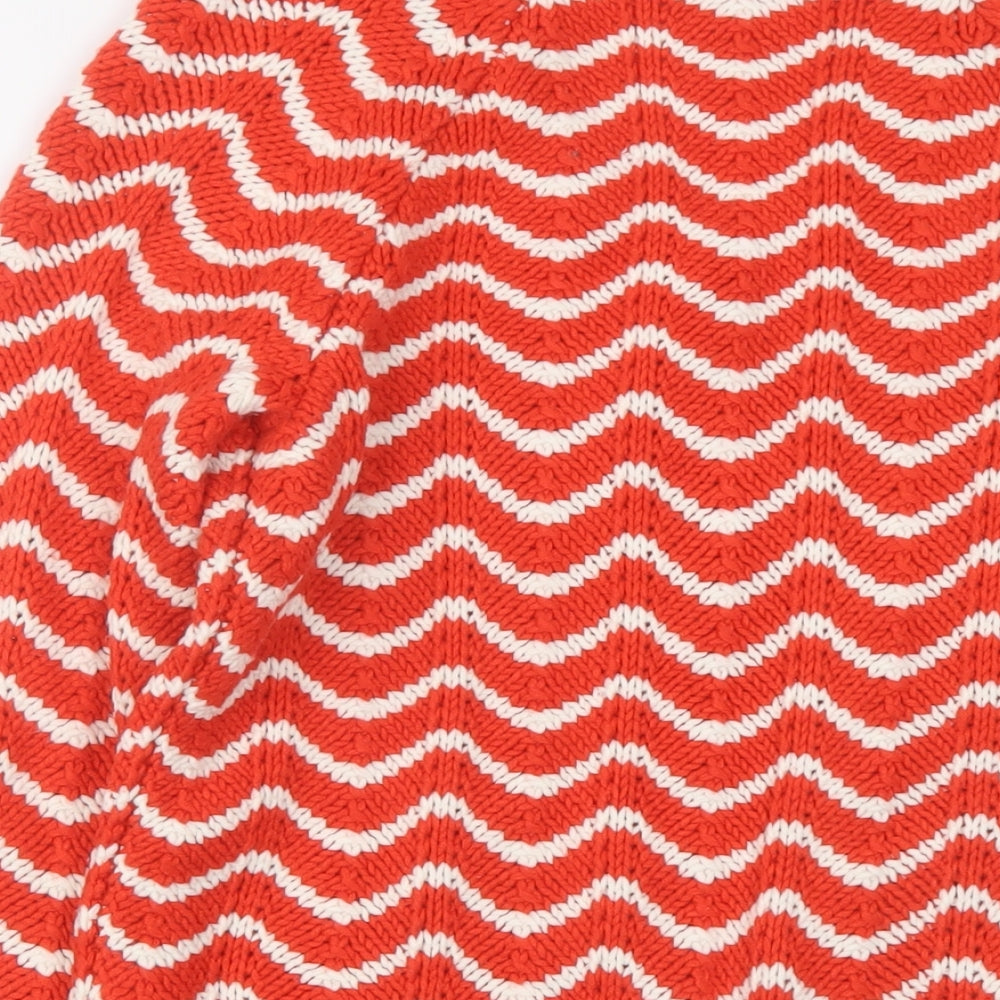 Gap Womens Red V-Neck Geometric Acrylic Pullover Jumper Size S