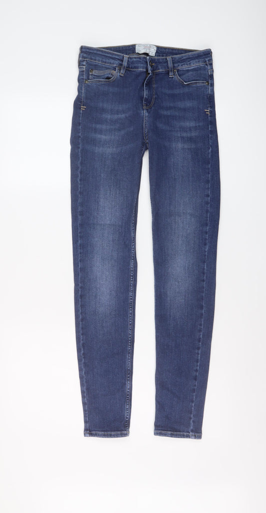 Fat Face Womens Blue Cotton Skinny Jeans Size 8 L29 in Regular Button