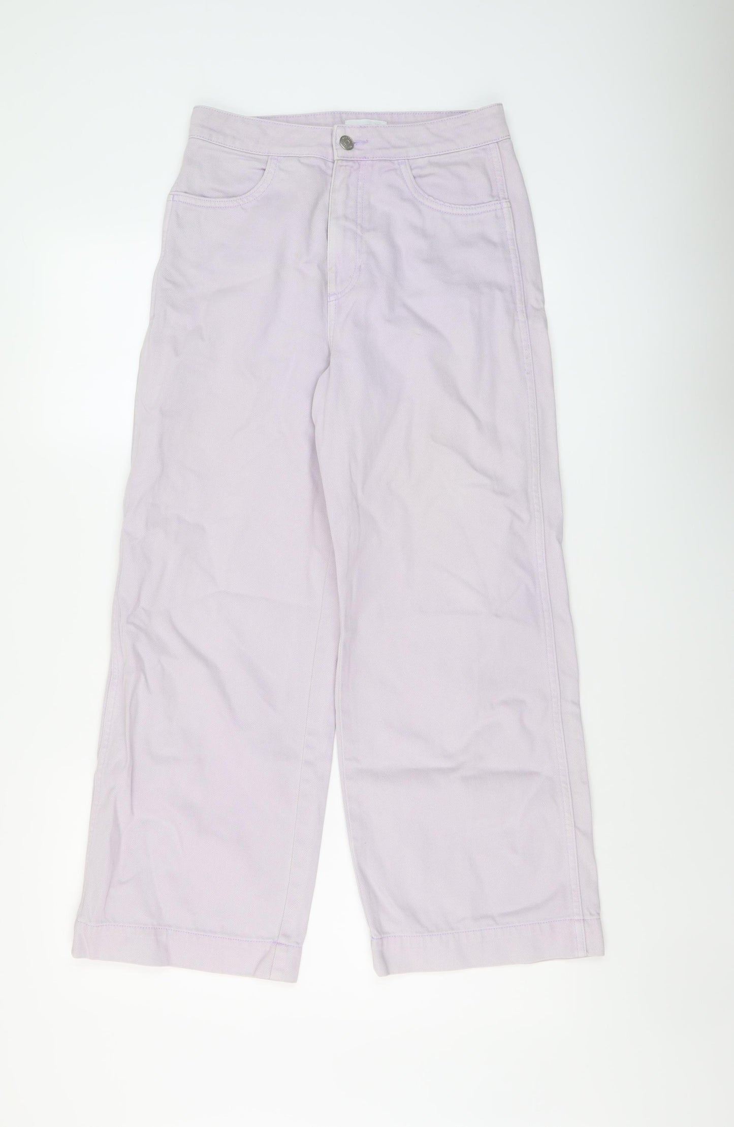 Weekday Womens Purple Cotton Wide-Leg Jeans Size 8 L25 in Regular Button