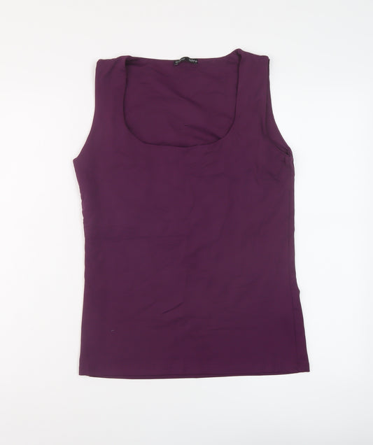 Zara Womens Purple Polyester Basic Tank Size L Scoop Neck