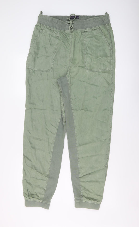 Marks and Spencer Womens Green Lyocell Jogger Trousers Size 14 L30 in Regular Drawstring