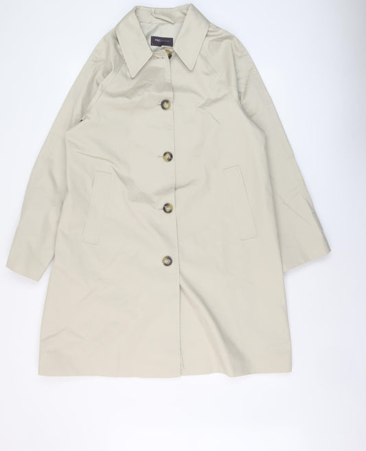 Marks and Spencer Womens Beige Overcoat Coat Size 12 Button