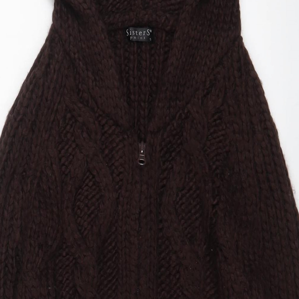 Sister Point Womens Brown V-Neck Acrylic Cardigan Jumper Size S