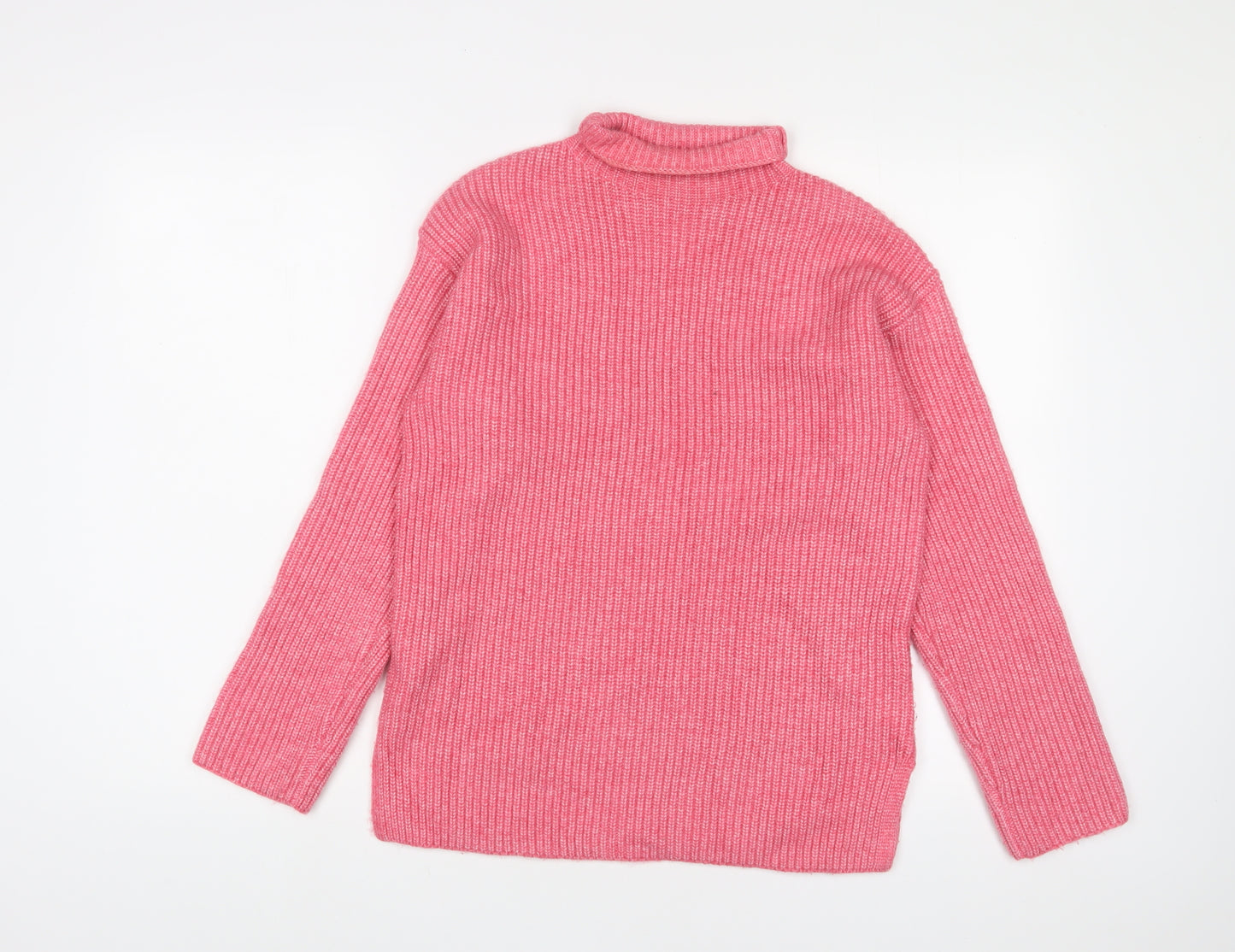 Marks and Spencer Womens Pink Roll Neck Polyester Pullover Jumper Size S