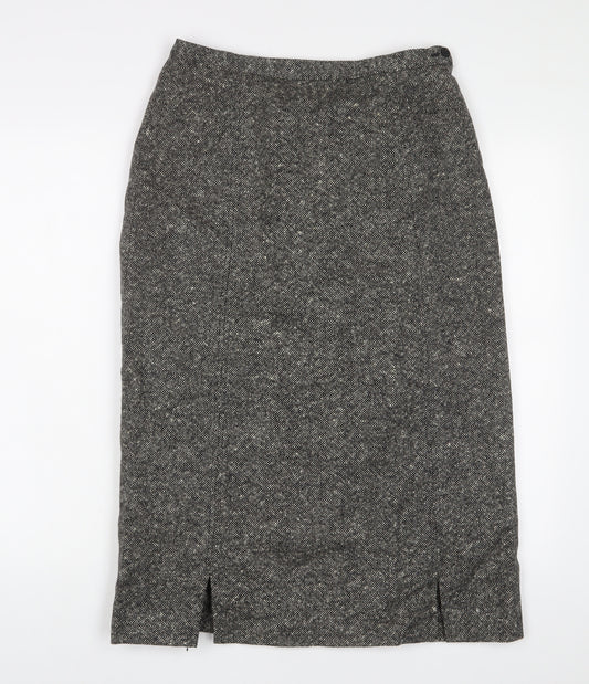 Alexon Womens Grey Wool A-Line Skirt Size 14 Zip