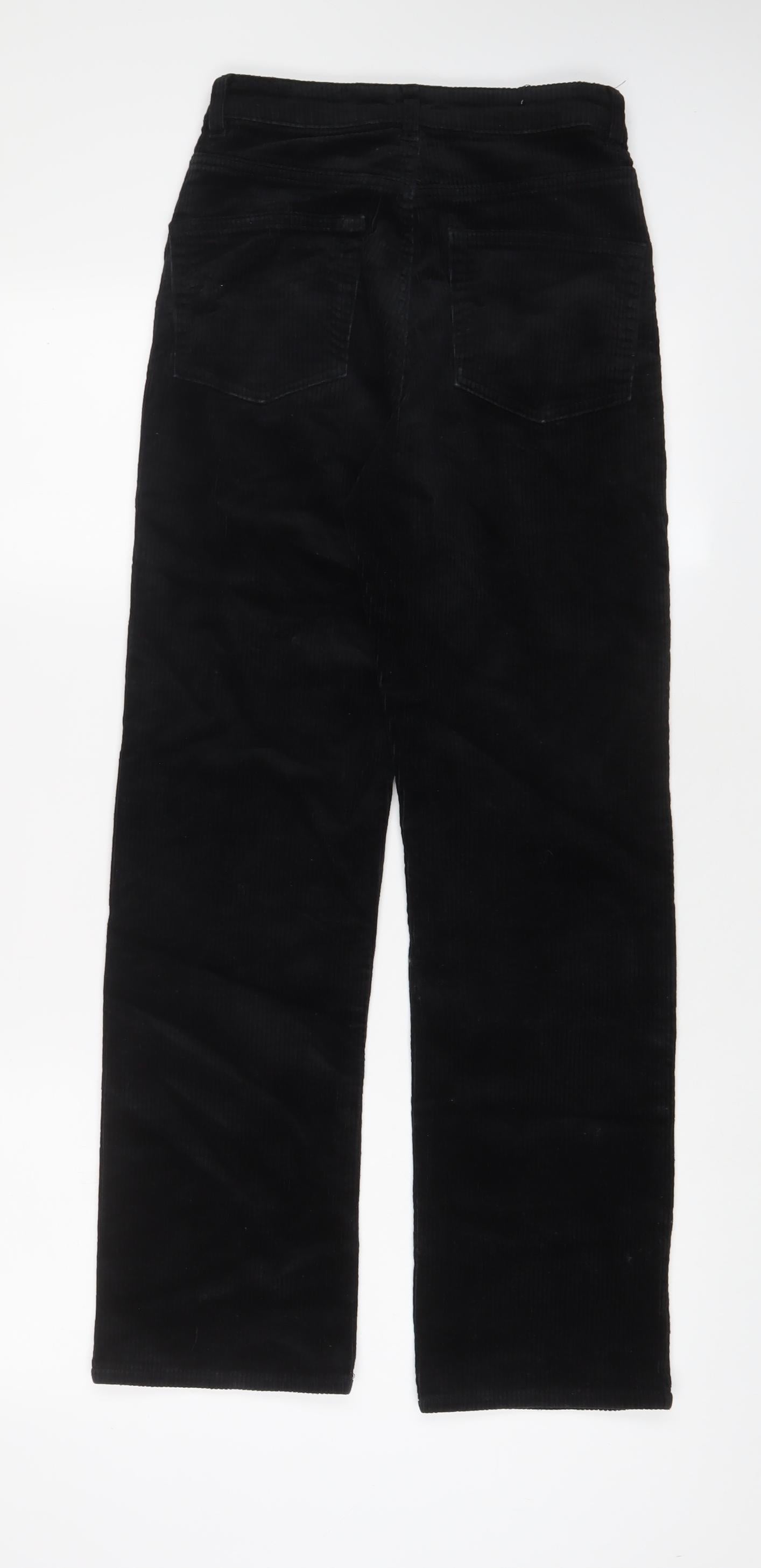 Weekday Womens Black Cotton Trousers Size 6 L29 in Regular Zip