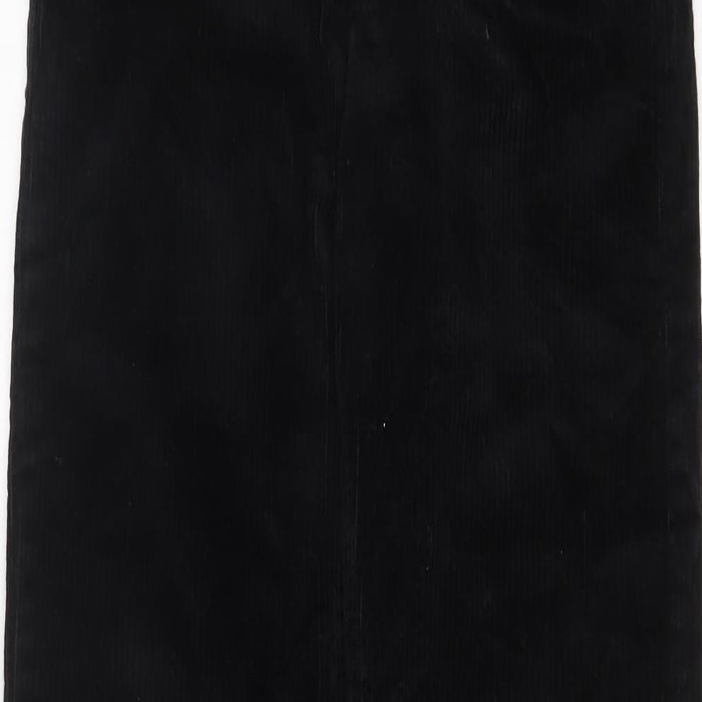 Weekday Womens Black Cotton Trousers Size 6 L29 in Regular Zip