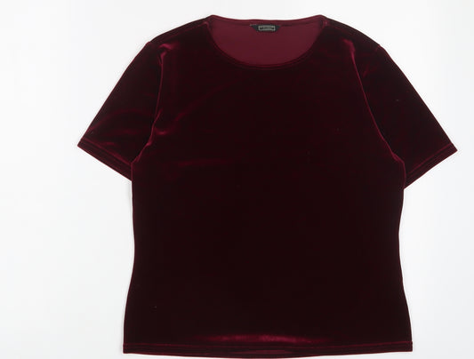 Debenhams Womens Red Polyester Basic T-Shirt Size 12 Crew Neck