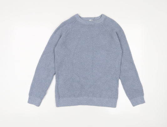 Marks and Spencer Boys Blue Crew Neck Cotton Pullover Jumper Size 11-12 Years Pullover