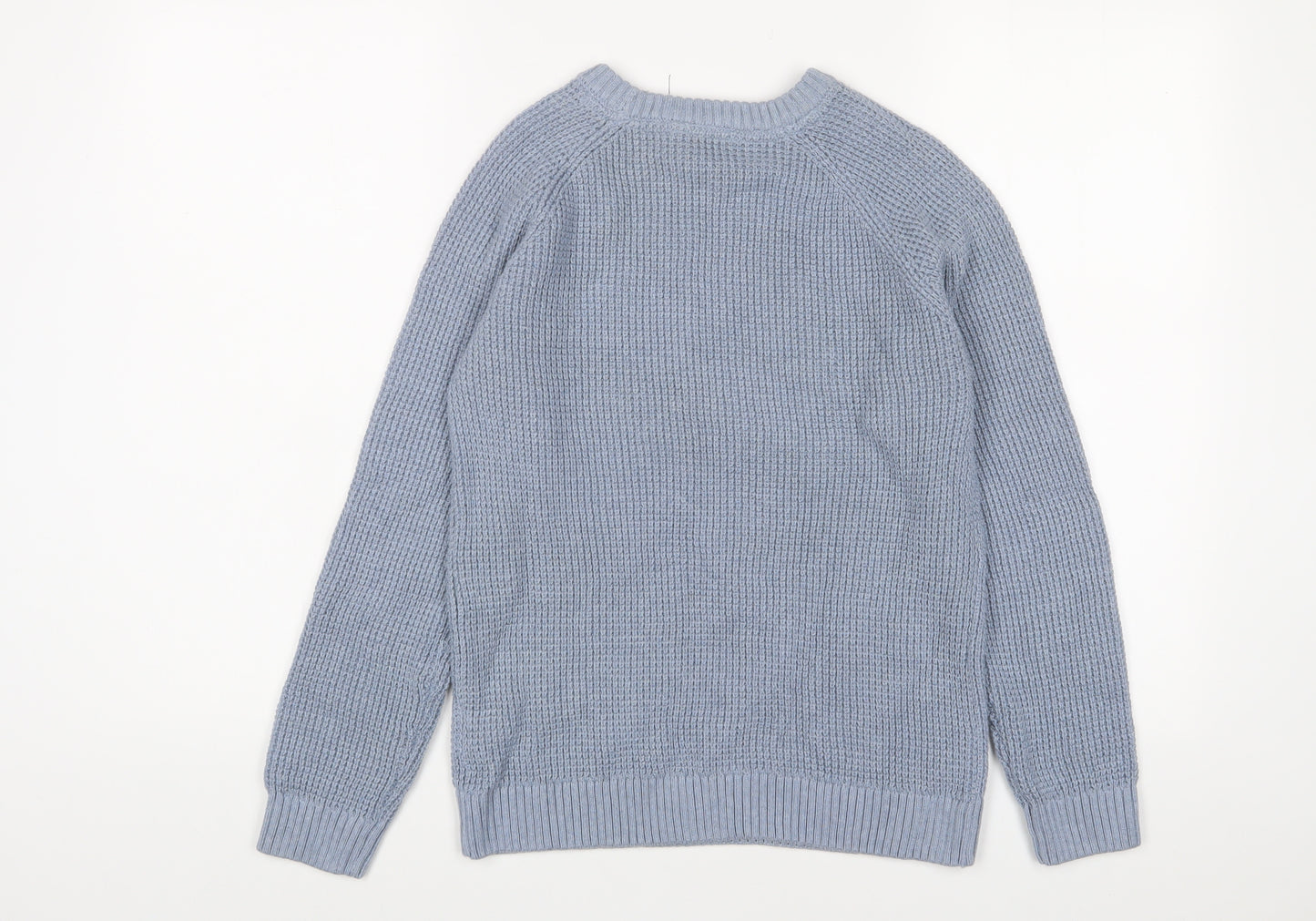 Marks and Spencer Boys Blue Crew Neck Cotton Pullover Jumper Size 11-12 Years Pullover