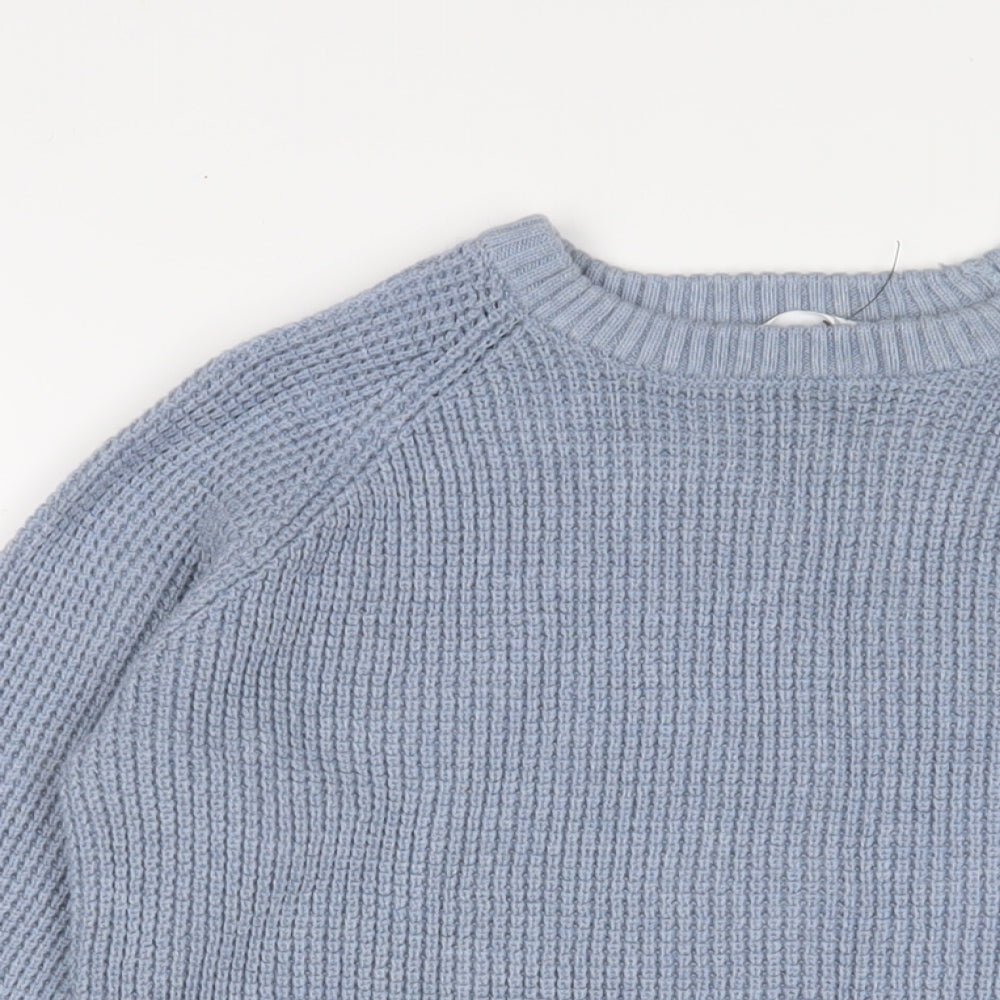 Marks and Spencer Boys Blue Crew Neck Cotton Pullover Jumper Size 11-12 Years Pullover