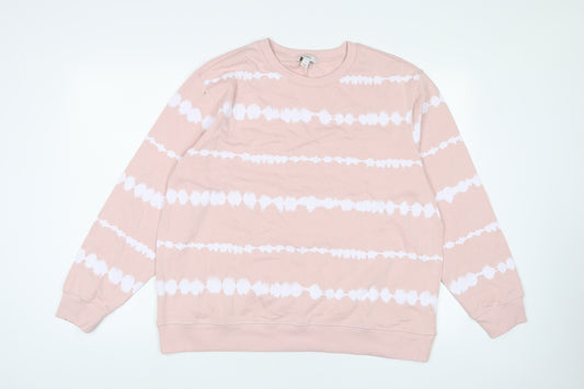 Marks and Spencer Womens Pink Geometric Cotton Pullover Sweatshirt Size L Pullover