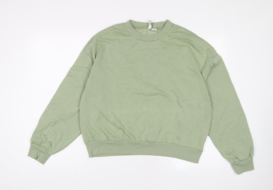 H&M Womens Green Cotton Pullover Sweatshirt Size M Pullover - Oversized