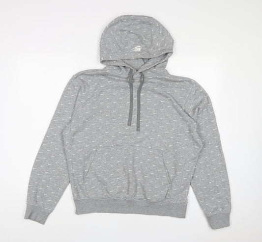 Nike Mens Grey Geometric Cotton Pullover Hoodie Size S - Logo