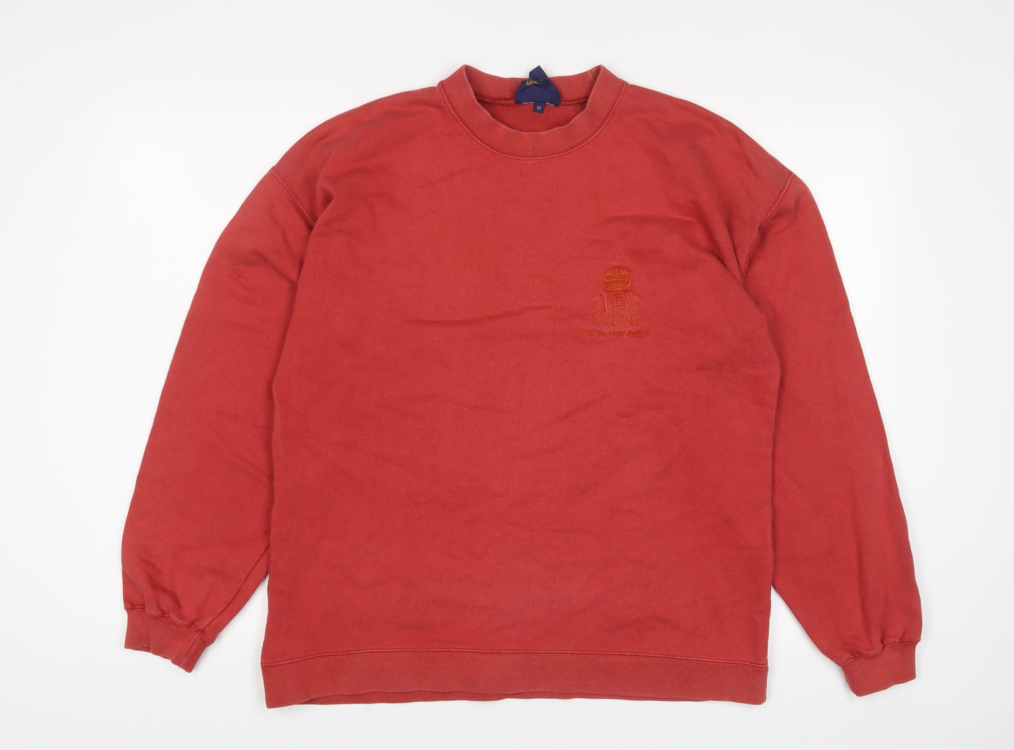 Henley Mens Red Cotton Pullover Sweatshirt Size M - Logo, Embroidered