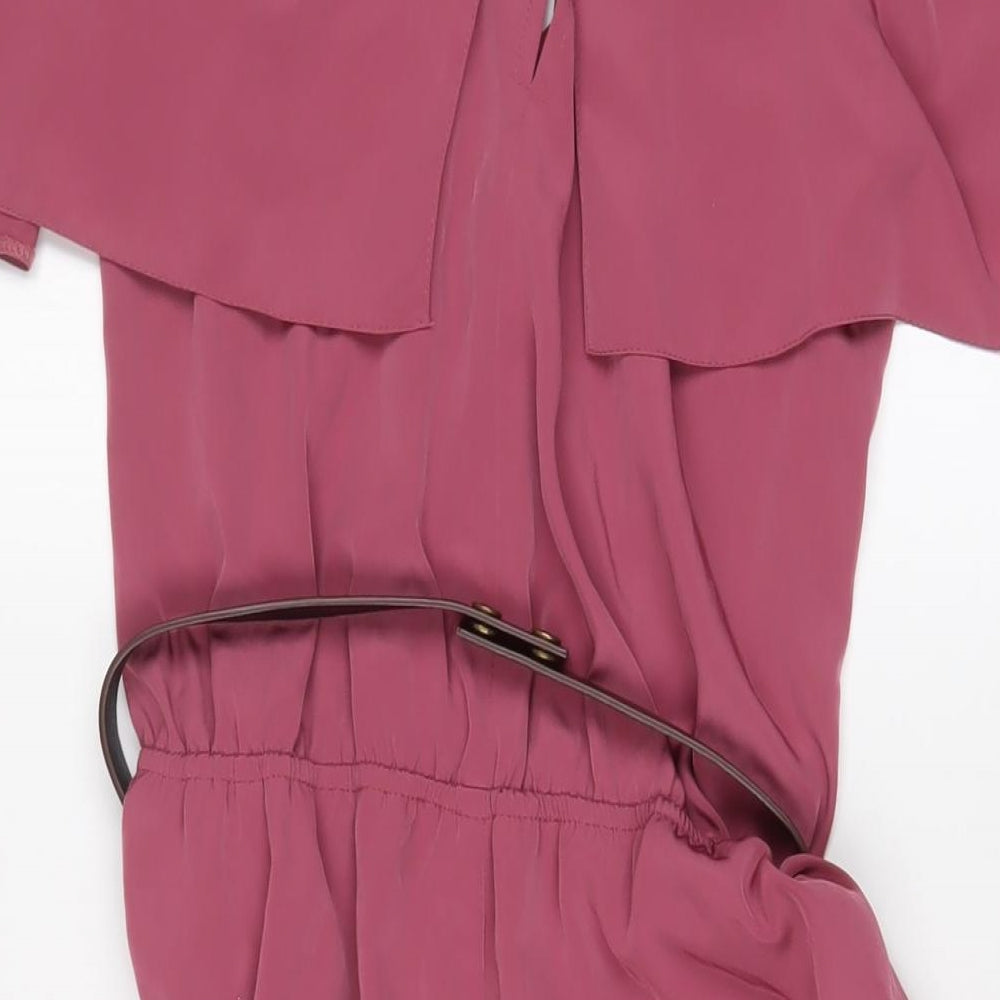 River Island Womens Pink Polyester Jumpsuit One-Piece Size 12 Button - Belted