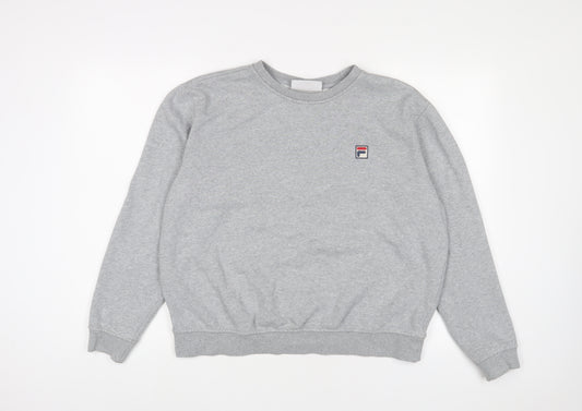 FILA Mens Grey Cotton Pullover Sweatshirt Size XL - Embroidered, Logo