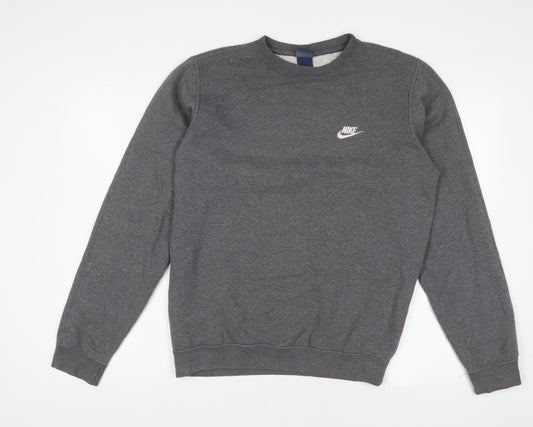 Nike Mens Grey Cotton Pullover Sweatshirt Size S