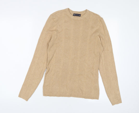 Marks and Spencer Womens Beige Crew Neck Viscose Pullover Jumper Size 14 - Stretch