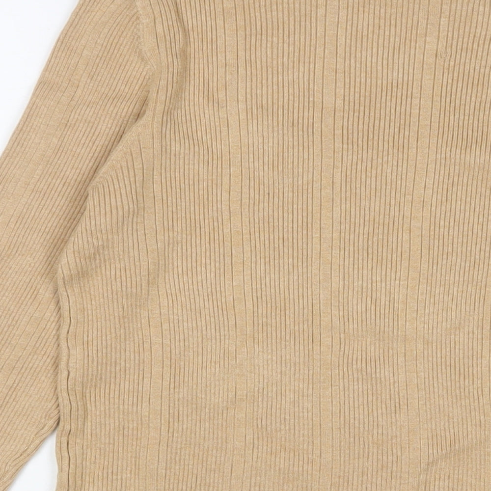 Marks and Spencer Womens Beige Crew Neck Viscose Pullover Jumper Size 14 - Stretch