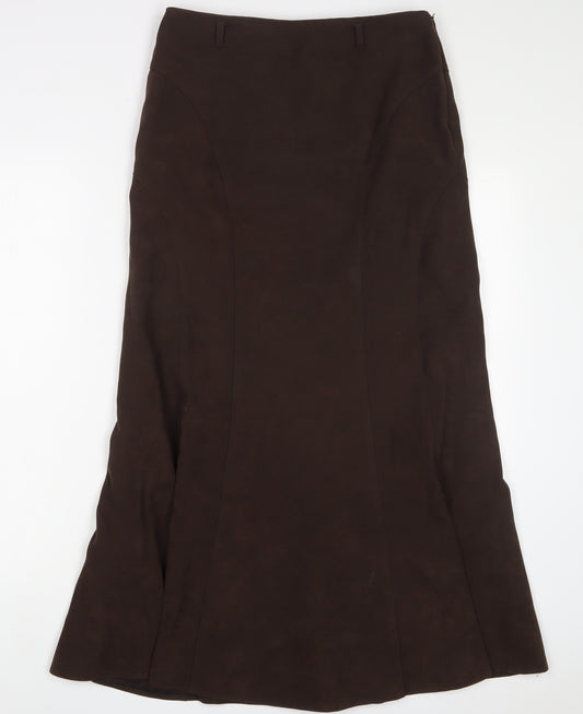 Wallis Womens Brown Polyester A-Line Skirt Size 10 Zip