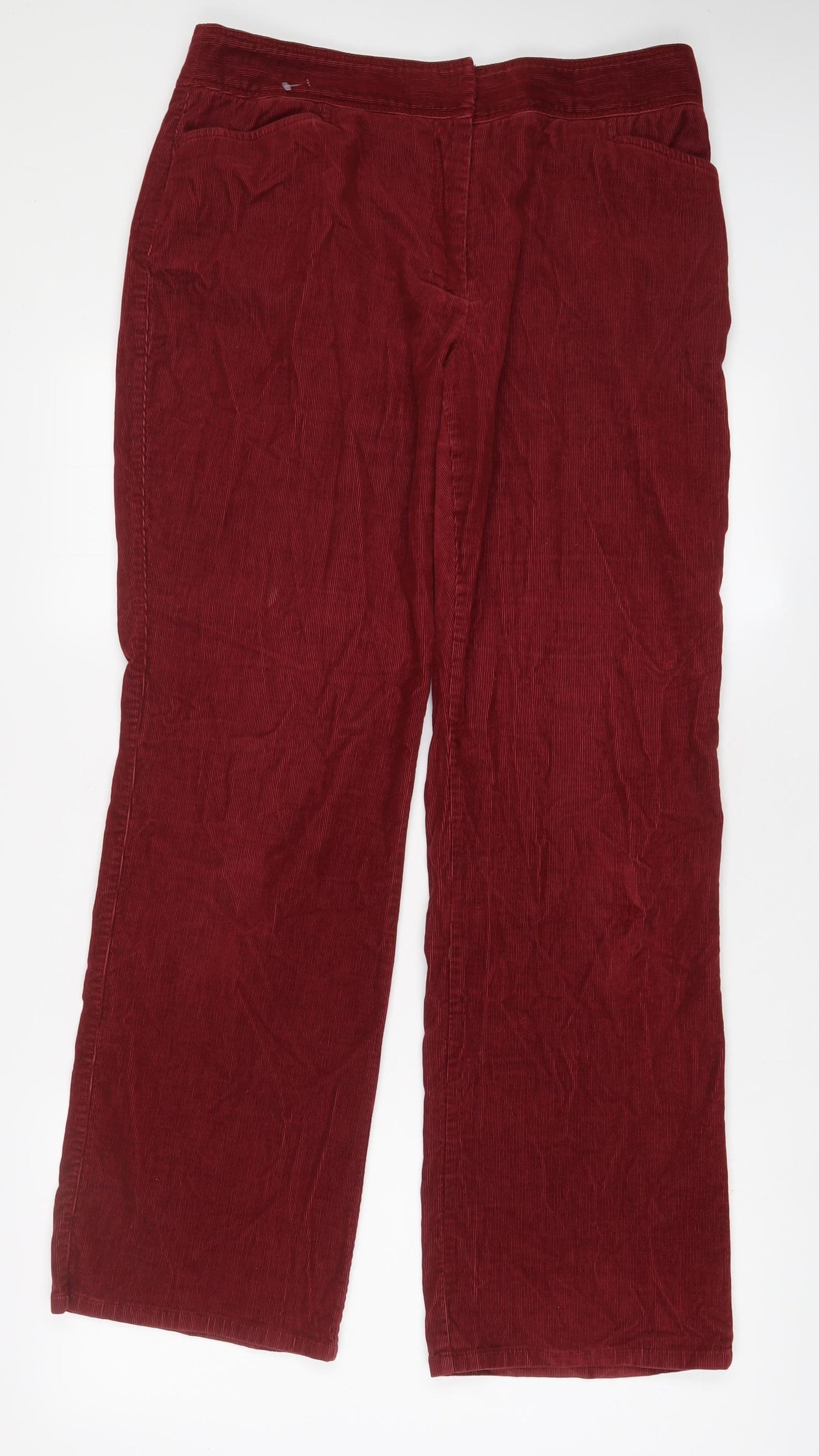 Susan Bristol Womens Red Cotton Trousers Size 12 L31 in Regular Hook & Eye