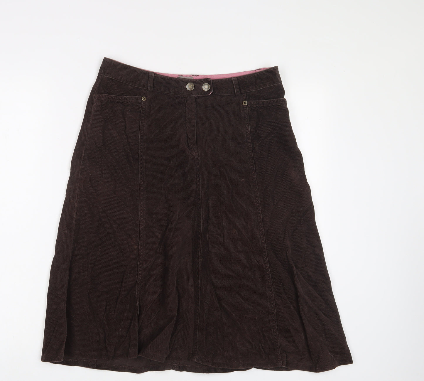 TU Womens Brown Cotton A-Line Skirt Size 12 Zip