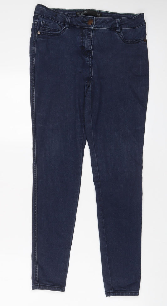 NEXT Womens Blue Cotton Skinny Jeans Size 12 L28 in Regular Zip