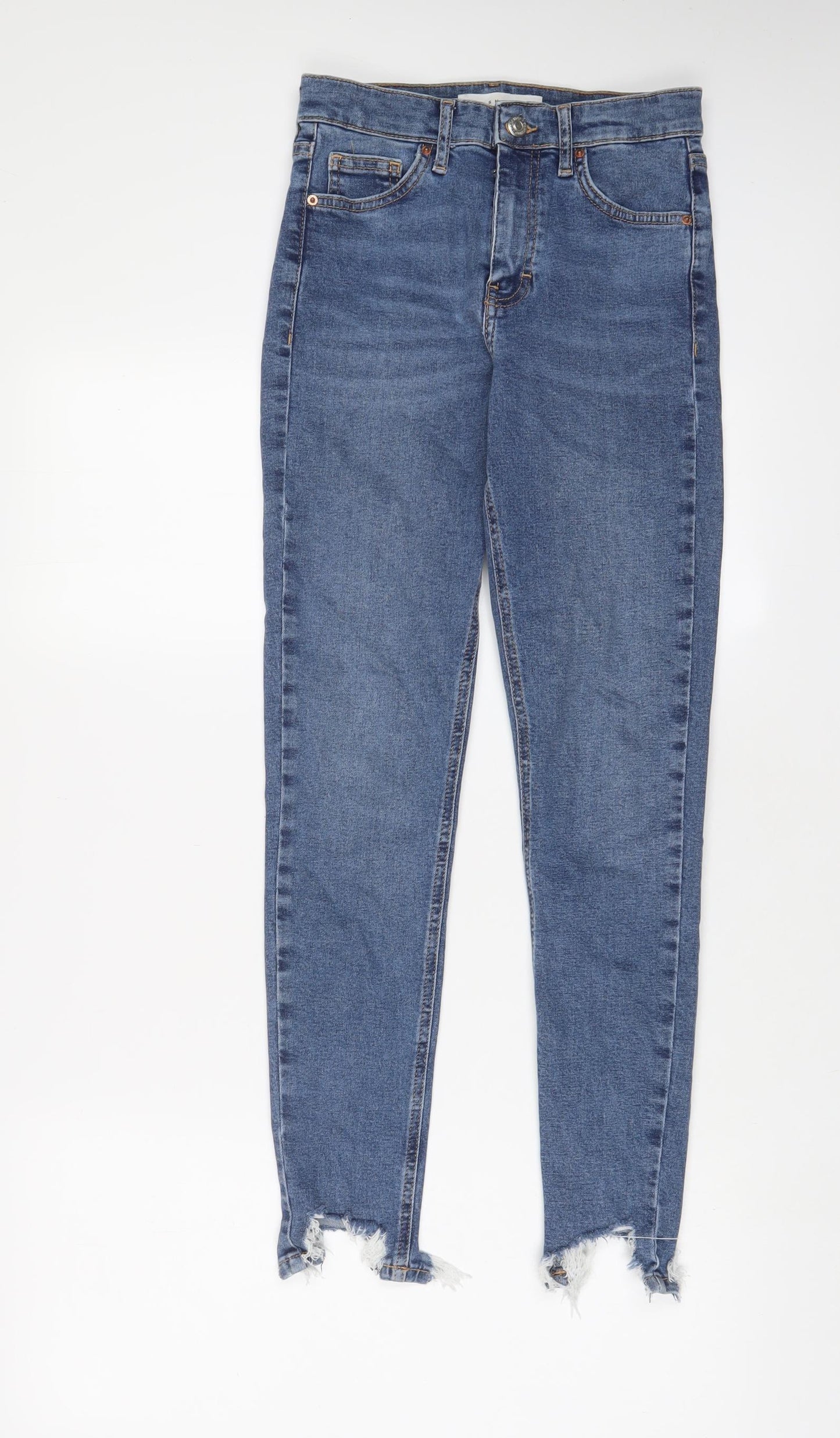 Topshop Womens Blue Cotton Skinny Jeans Size 26 in L32 in Regular Zip