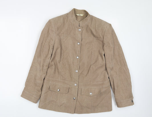 Klass Womens Beige Jacket Size 12 Button