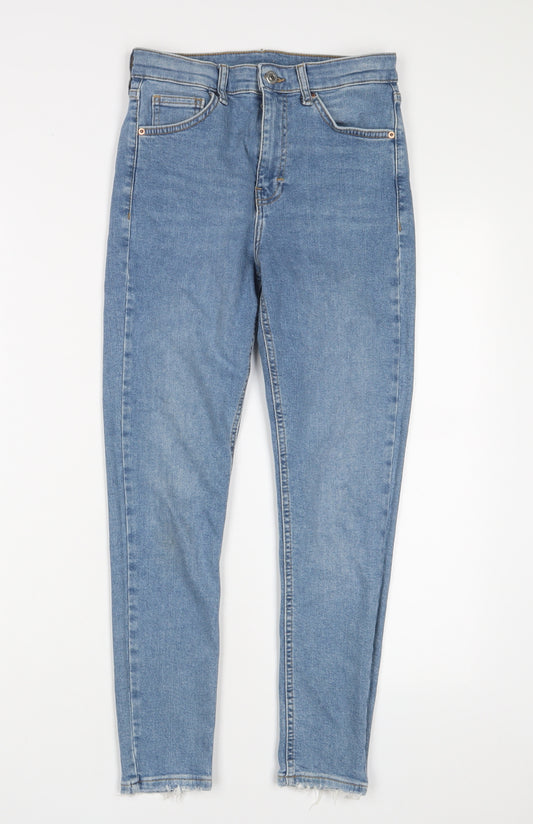 Topshop Womens Blue Cotton Skinny Jeans Size 28 in L30 in Regular Zip