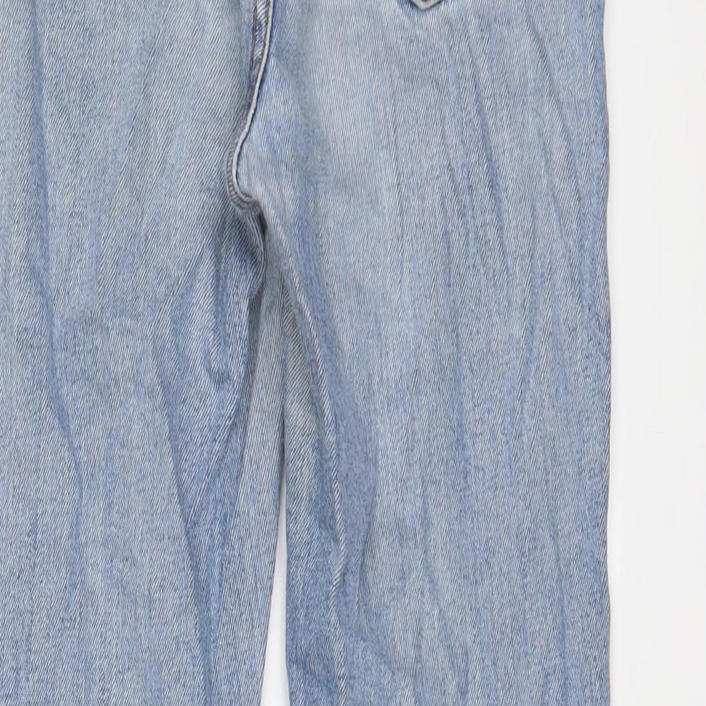 Denim & Co. Womens Blue Cotton Straight Jeans Size 8 L24 in Regular Zip