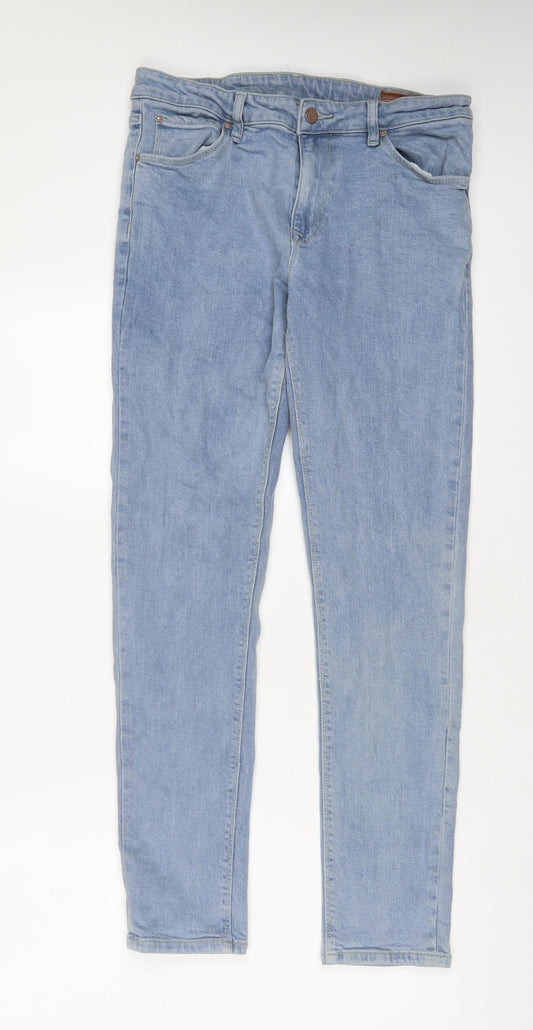 ASOS Mens Blue Cotton Straight Jeans Size 32 in L32 in Regular Zip