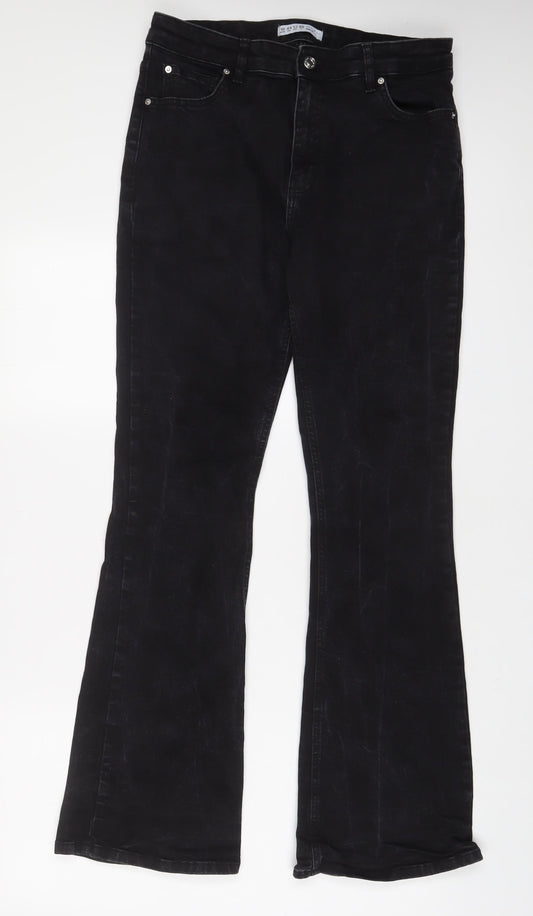 Denim & Co. Womens Black Cotton Bootcut Jeans Size 16 L30 in Regular Zip