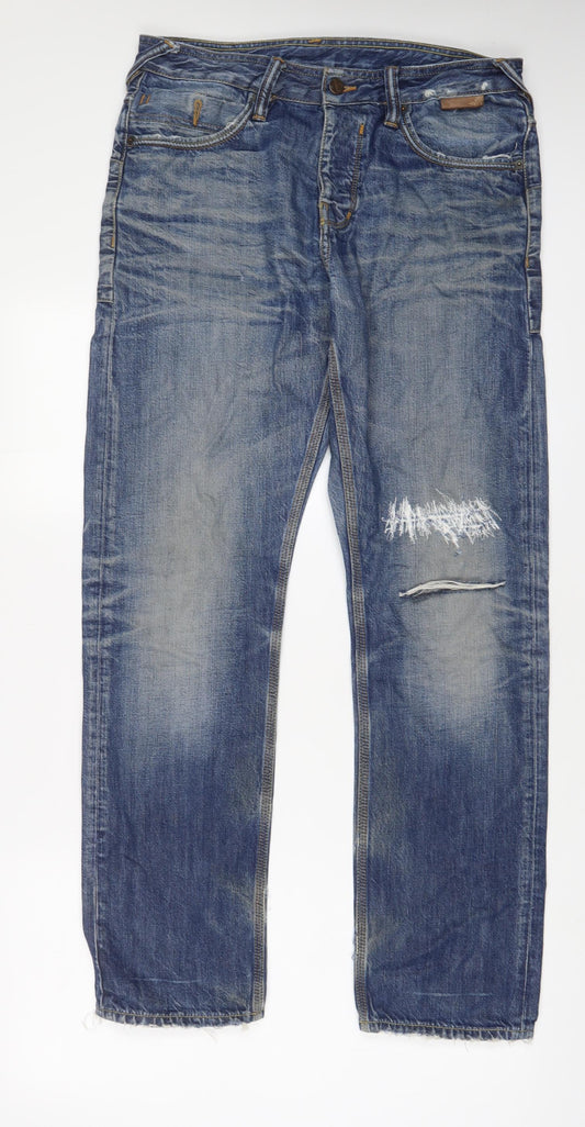 Natural Selection Mens Blue Cotton Straight Jeans Size 32 in L31 in Regular Zip