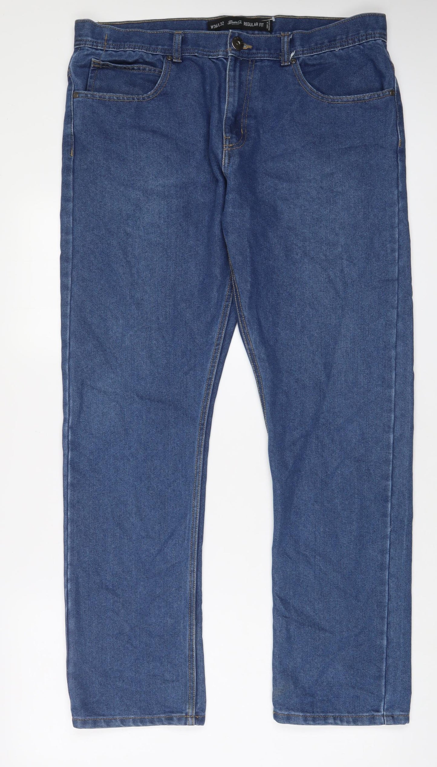 Denim & Co. Mens Blue Cotton Straight Jeans Size 36 in L32 in Regular Zip