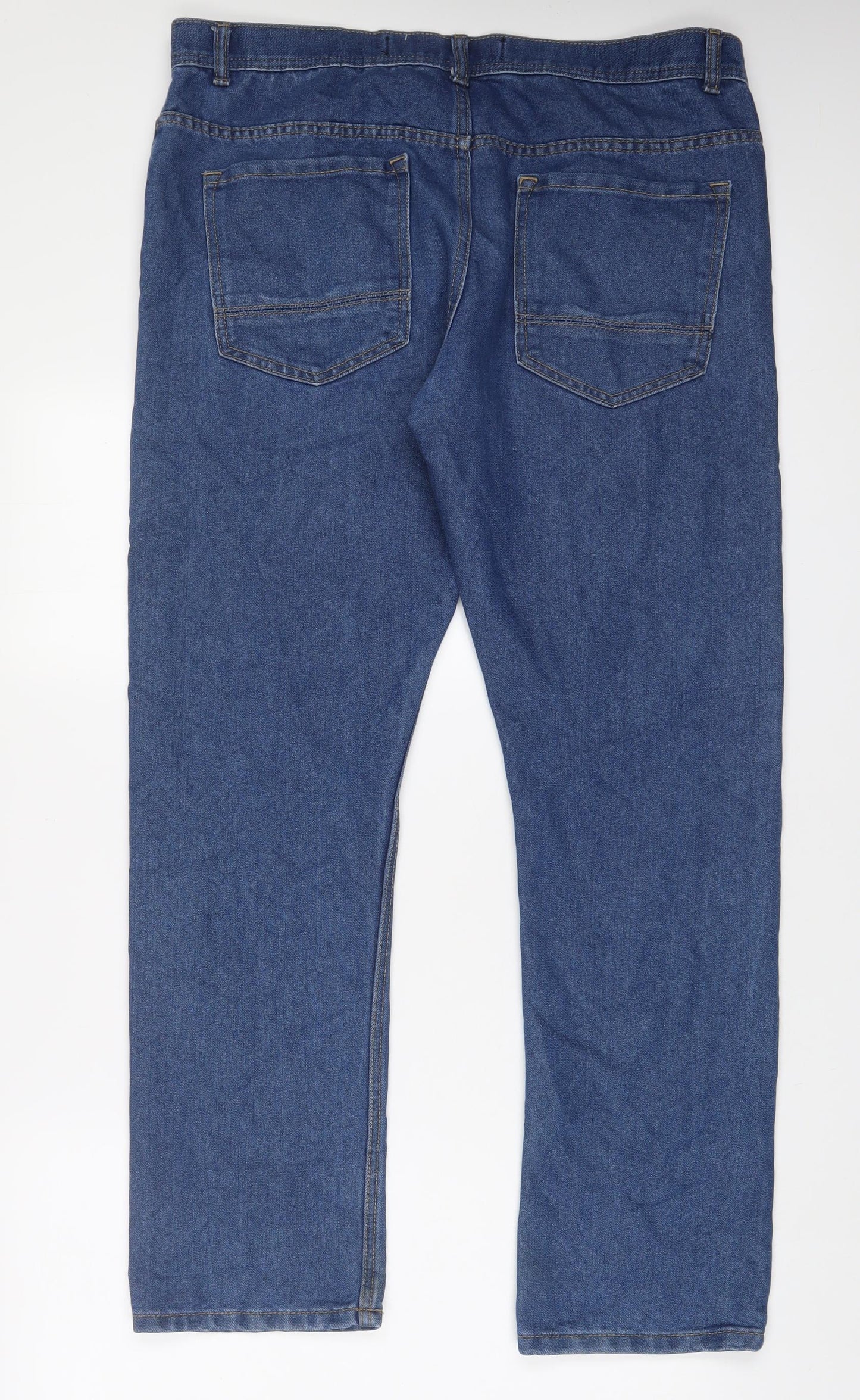 Denim & Co. Mens Blue Cotton Straight Jeans Size 36 in L32 in Regular Zip