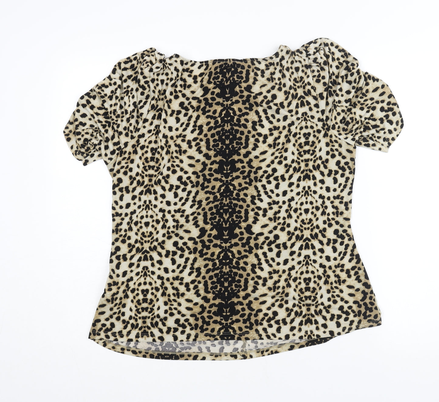 Marks and Spencer Womens Brown Animal Print Polyester Basic Blouse Size 18 V-Neck - Rouched Cheetah Print