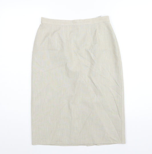 Marks and Spencer Womens Beige Polyester Straight & Pencil Skirt Size 12 Zip