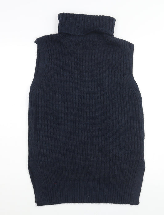 Marks and Spencer Womens Blue Roll Neck Polyester Vest Jumper Size XS