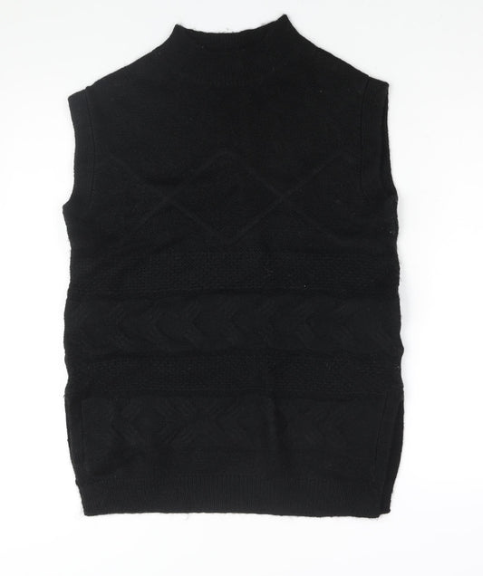 Per Una Womens Black Mock Neck Acrylic Vest Jumper Size S